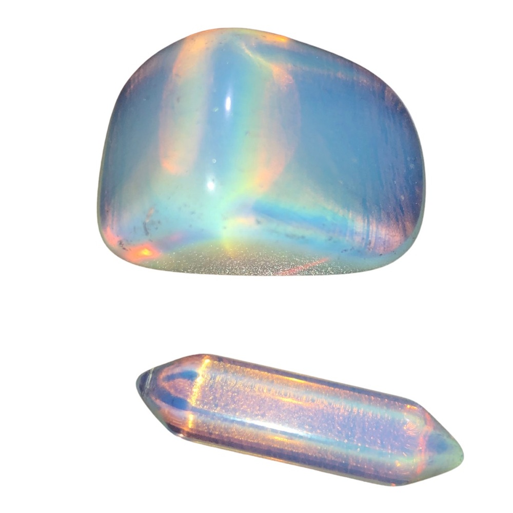 Opalite Crystal Set β Tumbled Palm Stone & Point β 28g Total - Picture 3 of 10